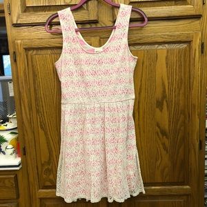 Adorable Striped Lace Pink Dress!